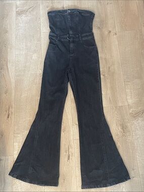Strapless Black Denim Jumpsuit